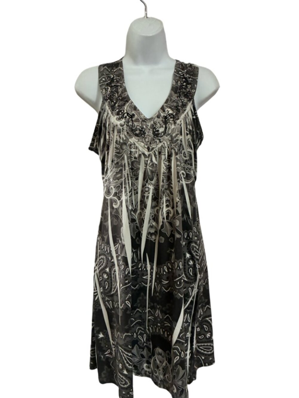Sz.*Unity*Dark Gray/Light Gray Paisley Mini Dress